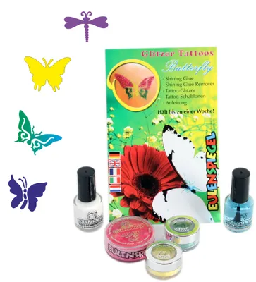 Produktbild von Glitzer Tattoo-Set Butterfly bunt