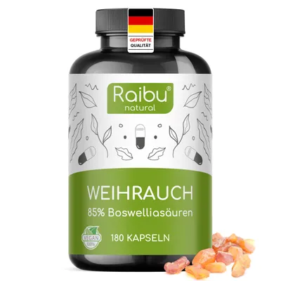 Produktbild von Weihrauch Kapseln hochdosiert, 85% Boswelliasäuren, 180 Kapseln RAIBU