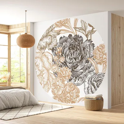 Produktbild von Runde Tapete / Kreis – Lumaléa – Blumenmuster – Standardpapier 170 g, abwaschbar – Durchmesser 90 cm
