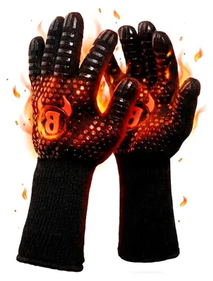 Produktbild von Hitzebeständige Grillhandschuhe - Ofenhandschuhe bis 800 Grad - Backhandschuhe für Küche und Grill - Kochhandschuhe - Universalgröße