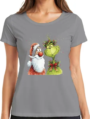 Produktbild von Grinch Weihnachtsmann lustig Weihnachten Geschenk Vintage Damen T-Shirt, Grau, XXL