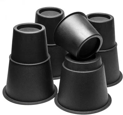 Produktbild von JustValue Möbelerhöher rund – 8er-Set – stapelbar – 8–21 cm – Schwarz