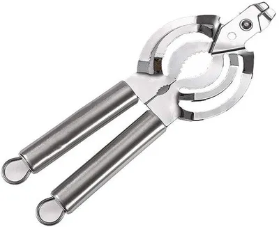 Zdjęcie produktu dla Ibenzoa® Wielofunkcyjny otwieracz do puszek i pokrywek 8 w 1, ergonomiczny z długim uchwytem, wykonany ze stali nierdzewnej 304, srebrny, 26×9 cm – do pokrywek o średnicy 1,5–8,9 cm