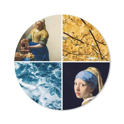Produktbild von MuchoWow® Mauspad Mousepad Milchmädchen - Mädchen mit Perlenohrring - Collage 30x30 cm - Mousepads - Maus Mat - Pad - Mausunterlage - Tischunterlage - Schreibtischmatten