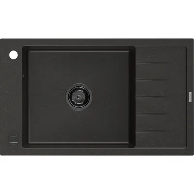 Obrázek produktu pro Mexen Elias 1-miskový granitový dřez s odkapávačem 795 x 480 mm, Černá/Zlatá kovová, sifon Černá - 6511791005-75-B