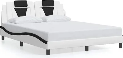 Productafbeelding van vidaXL Bedframe "Viana" zonder matras, wit en zwart, 160x200 cm, kunstleer