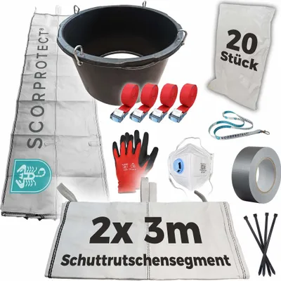 Produktbild von Schuttrutsche Bauschuttrutsche 6 m flexibel mit Einfülltrichter, 20x Flachsäcke und Zubehör