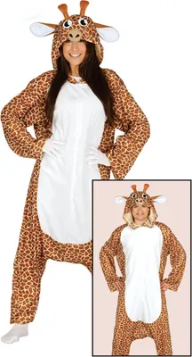 Produktbild von Witziges Giraffen-Kostüm für Erwachsene Tier-Verkleidung braun-beige M (38-40)