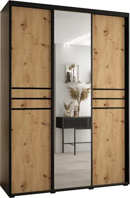 Produktbild von MEBLE KRYSPOL Cannes 11 Schrank mit 3 Schiebetüren - 205,2x180x45 cm - Schwarz Artisan Schwarz