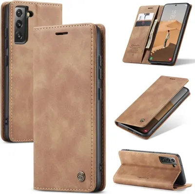 Produktbild von König Design Hülle kompatibel mit Samsung Galaxy S22 5G Kunstleder Handyhülle - Handy Case Braun