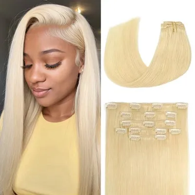 Zdjęcie produktu dla Pasemka do włosów w kolorze blond - 120 gram - zestaw 8 sztuk - naturalne ludzkie włosy