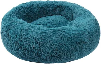 Produktbild von Famanu Rundes Fluffy Hunde- und Katzenbett – Weiches Plüsch Donutbett, Waschbar und Geeignet für Kleine und Mittlere Haustiere
