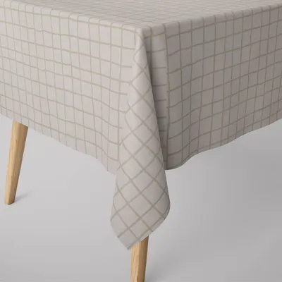 Produktbild von SCHÖNER LEBEN. Tischdecke Karo Gitter wollweiß beige div. Größen Größe 110x110cm