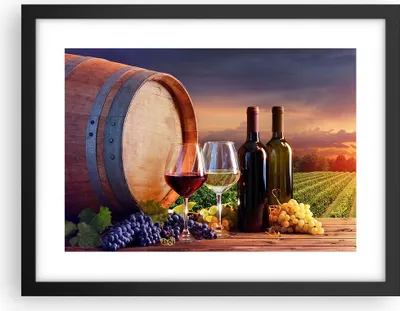 Produktbild von Gerahmtes Poster - Schwarzer Rahmen - Wein Weinberg Sommer - 40x30 cm - Wand Bild - Wanddeko - Wandbilder - Kunstposter - Wandposter - Bilderrahmen - Bilder - Kunstdruck - Wandbild - P2BAA40x30-4125