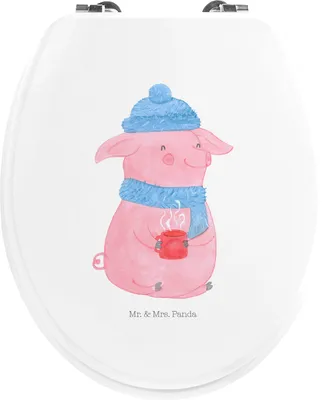 Produktbild von Mr. & Mrs. Panda Klobrille Schwein Glühwein - Weiß - Geschenk, Glühschwein, Toilettendeckel, WC Brille, sitz motiv, Klodeckel, Punsch, Weihnachtsmarkt, Nikolaus