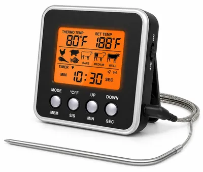 Digitales Küchenthermometer, LCD, Alarm, 0-300 °C, für Grill & Backen