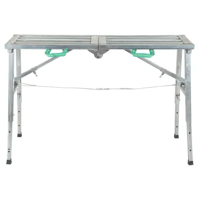 Obrázok produktu pre Hliníková pracovná plošina – výškovo nastaviteľné skladacie lešenie (60 – 90 cm) pre sadrokartónové práce a práce s rebríkmi