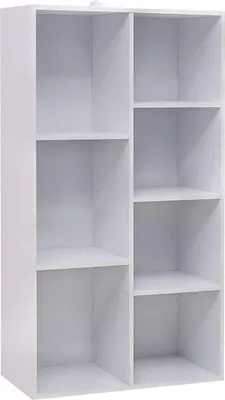 Produktbild von WOLTU Bücherregal Weiß, Bücherschrank, Standregal, freistehendes Aufbewahrungregal Raumteiler, Büroregal Aktenschrank, aus MDF, 7 Fächer, 60x30x108cm