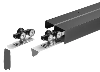 Image de Kit de ferrures pour porte coulissante VEVOR 1524 mm, rail double pour porte coulissante en alliage d'aluminium, système de porte coulissante à double rail pour armoires (épaisseur 25-45 mm / largeur 762 mm), facile à manœuvrer et silencieux