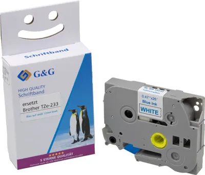 Immagine prodotto di Nastro G&G in sostituzione del Brother TZe-233 (12 mm x 8 m) blu su bianco