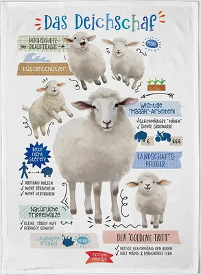 Produktbild von Geschirrtuch Deichschaf, Geschirrtücher, Mitbringsel Geschenkidee Tuch, Schaf Tier