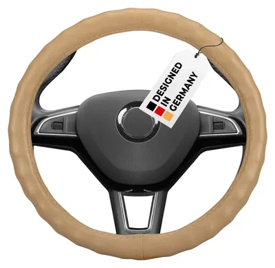 Obrázok produktu pre HEYNER® obal na volant auta 37–39 cm – mäkký, protišmykový, béžový, jemne perforovaný, bez zápachu, protišmykový