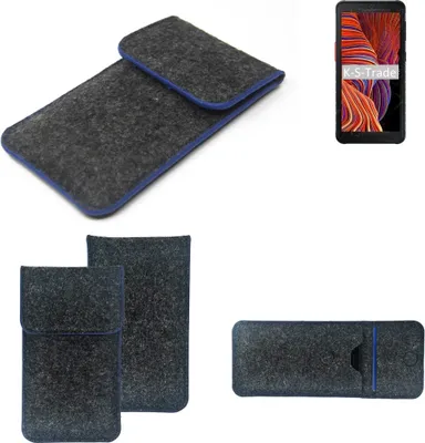Produktbild von K-S-Trade Handy-Hülle Schutz-Hülle kompatibel mit Samsung Galaxy XCover 5 Filztasche Pouch Tasche Case Sleeve Filzhülle dunkelgrau, blauer Rand