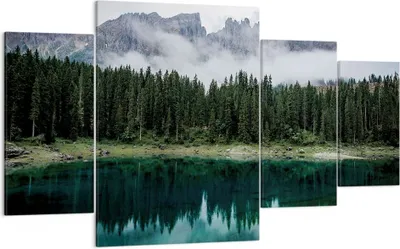 Produktbild von Bild auf Leinwand - Leinwandbild - 4 Teile - Landschaft Berge Wolken - 160x90cm - Wand Bild - Wanddeko - Wandbilder - Leinwanddruck - Bilder - Wanddekoration - Leinwand bilder - DL160x90-4671
