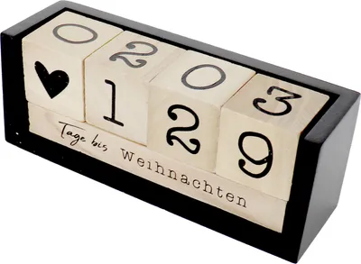 Produktbild von Countdown Kalender Holz-Tischkalender, Tagezähler