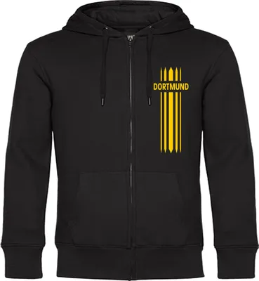 Produktbild von multifanshop Kapuzen Sweatshirt Jacke - Dortmund - Streifen, schwarz, Größe XXL
