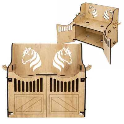 Produktbild von Hoofly Hobby Horse Stall Wandhalterung für 2 Pferde - Praktisches Hobby Horse Zubehör mit Türen, Stauraum & Haken
