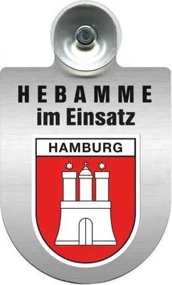 Produktbild von Einsatzschild Windschutzscheibe incl. Saugnapf -Hebamme im Einsatz - incl. Regionen nach Wahl - 309357 - Color - Region Hamburg