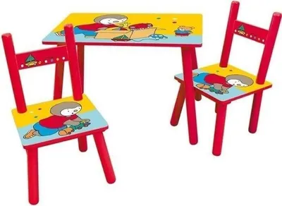 Obrázok produktu pre Detský stôl s 2 stoličkami, obdĺžnikový 61 x 42 cm, MDF, dizajn T'CHOUPI