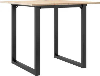 Image de Table à manger cadre en O 80x80x75 cm bois de pin massif acier