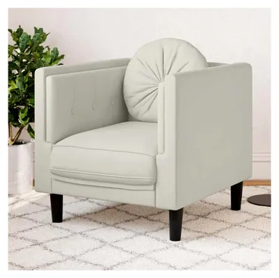 Produktbild von Eleganter Sessel mit Kissen in Creme Samt, 71x77x70 cm, weich gepolstert, stabile Holzbeine für Wohnkomfort