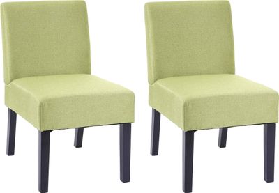 sada 2 jídelních židlí HWC-F61, lounge chair, látka/textil  zelená