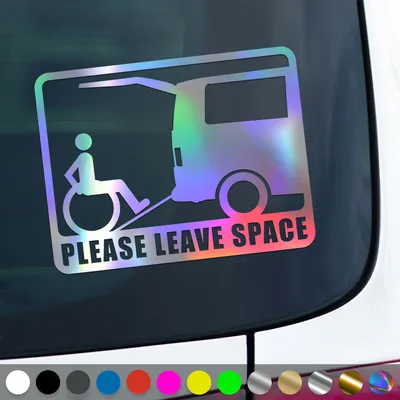 Produktbild von PantherPixel Rollstuhl Aufkleber Rampe Behindert Abstand Halten Sticker Auto Geschenkidee Farbe Oilslick-Hologramm