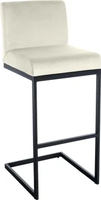 Produktbild von Barhocker GANOR - Samt Creme 43x53x104 cm | Barstuhl Mit Lehne Tresenhocker Tresenstuhl Kneipenhocker Kneipenstuhl