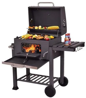 Produktbild von Holzkohlegrill – Grillwagen mit Deckel – Großer Grillrost – Thermometer