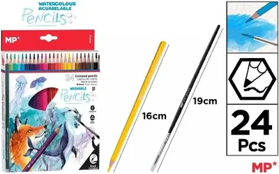 Image de Crayons aquarelle + pinceau 24 couleurs