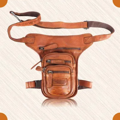 Produktbild von Beintasche Motorrad Herren Damen Echt Leder Tasche Beinbeutel Vintage Bull Burry