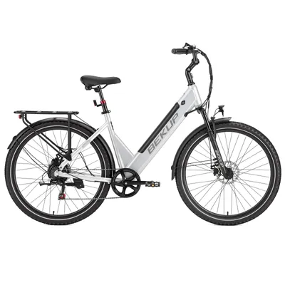 Immagine prodotto di Bicicletta elettrica Bekup V28, ruote da 28 pollici, telaio in acciaio ad alta resistenza, batteria da 36 V e 14,5 Ah, autonomia di 75 km, cambio Shimano a 7 velocità, colore argento
