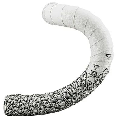 Immagine prodotto di Nastro adesivo per manubrio Deda, modello Loop Gel, bianco e nero, con tappi in alluminio.