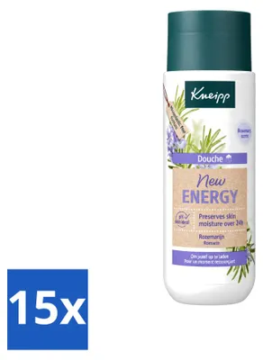 Produktbild von 15 x Kneipp Douchegel New Energy mit natürlichem Rosmarinöl - 200 ml - Vorteilspackung - 15 Stücke