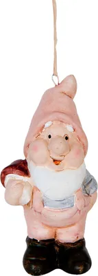 Image de Suspension nain | 4*3*8 cm | Rose | Terracotta | Gnome | Clayre & Eef | 6TE0102