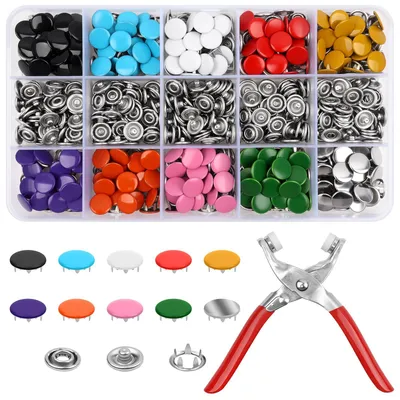 Druckknopf-Set, 400 Stück, 9,5 mm, 10 Farben, mit Zange
