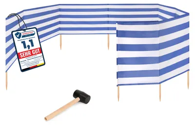 Produktbild von Garronda Strand Windschutz Sichtschutz 12m lang plus Gummihammer GAEX001 (Streifen, 12 m)