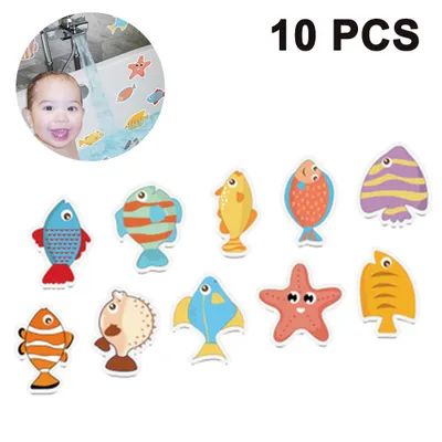 Produktbild von 10 pcs Anti-Rutsch Sticker Badewanne Sticker Meerestiere Form selbstklebend für Badewanne Dusche Bad Kinder