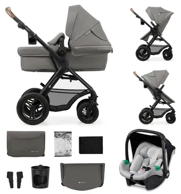 Image de Kinderkraft MOOV 2 AIR Poussette 3 en 1 - Roues gonflables - Siège 2 en 1 - Inclus MINK PRO i-Size - Jusqu'à 27 kg - Capote UPF50+ - Gris