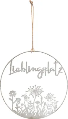 Produktbild von Wandbild Lieblingsplatz Ø30cm Grau Ring Wanddeko Metallbild Garten Deko Hänger Metall Schild Gartenschild